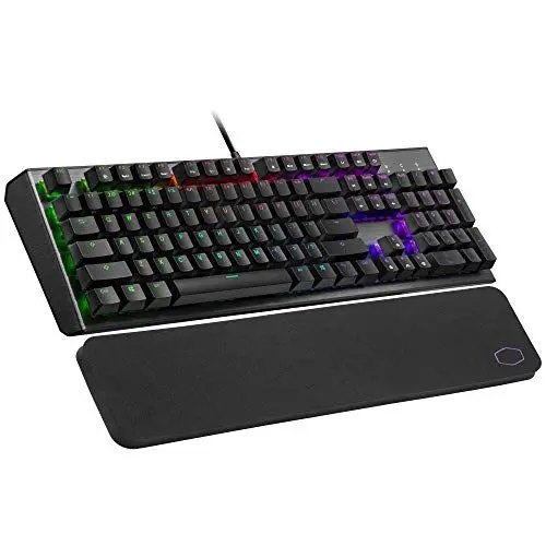 Produktbild: Cooler Master CK550 V2 Mechanische Gaming-Tastatur, kabelgebundene Tastatur mit RGB-Hintergrundbeleuchtung & Handballenauflage, On-the-Fly-Steuerung - ES Layout / rote TTC-Schalter