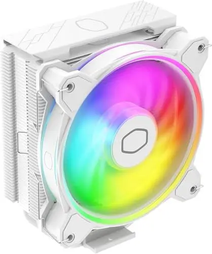 Produktbild: Cooler Master Hyper 212 Halo CPU-Luftkühler – reinweißes Aluminium-Finish, 4 kontinuierliche Direktkontakt-Heatpipes mit Lamellen, MF120 Halo2 ARGB-Lüfter, LGA1700 & AM5 Kühler, ARGB Erkennung - weiß