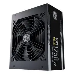 Produktbild: Cooler Master MWE Gold 1250 V2 ATX 3.0, Vollmodulares PC-Netzteil – ATX 3.0-Unterstützung, 80 Plus Gold, 1250 Watt Netzteil mit Flacher schwarzer Verkabelung, 140mm FDB-Lüfter, Hochtemperaturschwelle