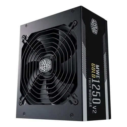 Produktbild: Cooler Master MWE Gold 1250 V2 ATX 3.0, Vollmodulares PC-Netzteil – ATX 3.0-Unterstützung, 80 Plus Gold, 1250 Watt Netzteil mit Flacher schwarzer Verkabelung, 140mm FDB-Lüfter, Hochtemperaturschwelle
