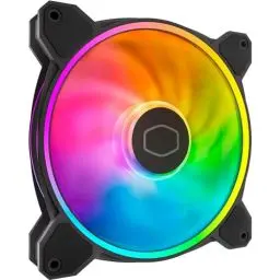 Produktbild: Cooler Master MasterFan MF140 Halo2 ARGB – 140mm Gehäuselüfter, adressierbare Dual-Ring-RGB-Beleuchtung, Rifle-Lager, vergrößerte Luftausgleichsblätter mit Stausensorschutz und verbesserter Treiber-IC