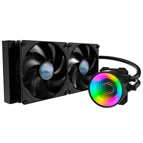 Produktbild: Cooler Master MasterLiquid ML280 Mirror ARGB CPU Flüssigkeitskühler - AIO-Wasserkühlsystempumpe der 3. Generation, 2 x 140 mm SickleFlow V2-Lüfter, verbesserter 280 mm-Kühler, AMD & Intel kompatibel