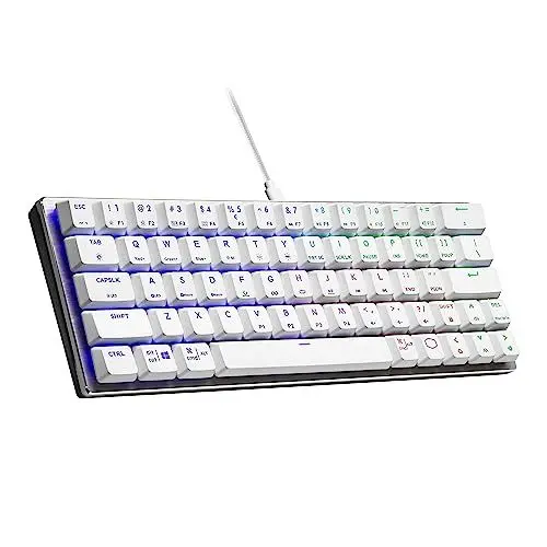 Produktbild: Cooler Master SK620 Kabelgebundene Gaming-Tastatur - Kompaktes 60%-Layout, Flache mechanische Schalter, RGB-Beleuchtung pro Taste, On-The-Fly-Steuerung -QWERTZ, DE Tastatur-Silber/weiß