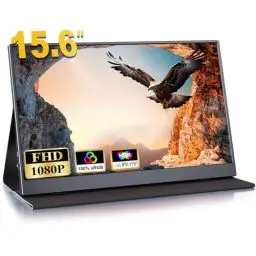 Produktbild: COOLHOOD Portable Monitor, 15,6 Zoll Tragbarer Monitor IPS 100% SRGB, Mobiler Bildschirm 1080P FHD, Mini HDMI/USB C Computer Monitor, Duale Lautsprecher für Telefon/Laptop/Xbox/PC/PS5