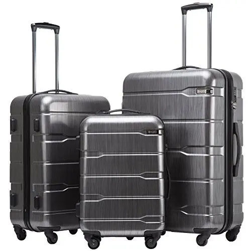 Produktbild: COOLIFE Hartschalen-Koffer Rollkoffer Reisekoffer Vergrößerbares Gepäck (Nur Großer Koffer Erweiterbar) PC Material mit TSA-Schloss und 4 Rollen