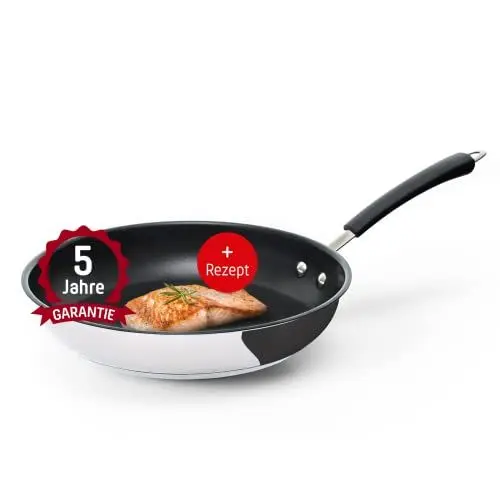 Produktbild: Coolinato Pfanne 28 cm beschichtet Edelstahl Bratpfanne für Gas Ceran Elektro Induktion & Backofen