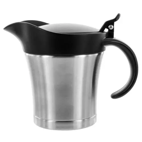 Produktbild: Coolinato Thermo Edelstahl Sauciere, 400 ml, doppelwandiger Edelstahl, auslaufsicherer Deckel, 11x 8,5 x 14 cm, geeignet als Saucenausgießer und isolierender Thermobehälter