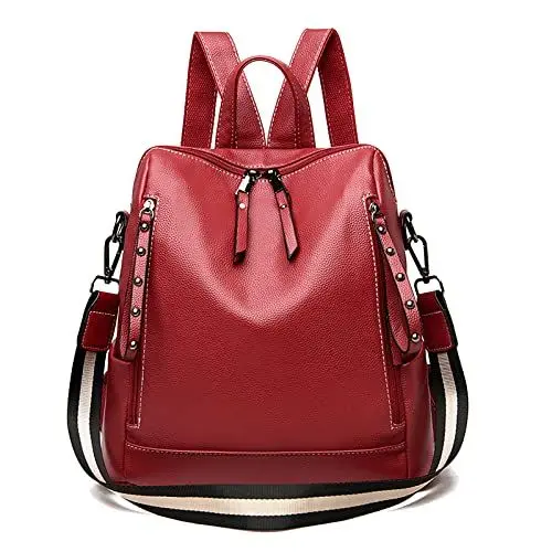 Produktbild: Coolives Damen Rucksack Tasche aus PU Leder Rucksackhandtasche mit Riemen Schulranzen Daypack Schulterrucksack Handtasche Kleine Reiserucksack für Frauen Damentasche Rucksacktasche Mode Backpack Bag