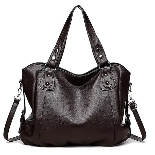 Produktbild: Coolives Damen Schultertasche Shopper Große Handtasche Henkeltasche Damenhandtasche aus PU-Leder Tasche Hobo Damentasche Umhängetasche Taschen für Frauen Mutter Dunkelbraun