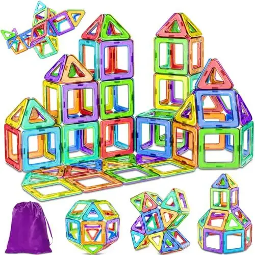 Produktbild: COOLJOY Magnetische Bausteine, Magnetspiel Montessori Spielzeug ab 2 Jahre, Magnetbausteine Magnete Kinder ab 3 4 5 6 7 Jahren für Jungen und Mädchen Pädagogisches Geschenk