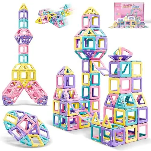 Produktbild: COOLJOY Magnetische Bausteine 40Teile, Magnetbausteine Spielzeug ab 3 Jahre, MagnetSpielzeug Magneten Kinder Spielzeug ab 3 4 5 6 7 8 Jahre für Junge Mädchen Bauklötze Kinderspielzeug