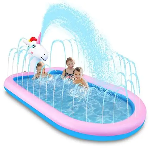 Produktbild: COOLJOY Planschbecken Für Kinder | Einhorn-Aufblasbar Pool | Luftmatratze Kinderpool Aufblasbar WasserSpielmatte Badewanne 175×120×50 cm Familie Pool für Sommergarten Outdoor Aktivitäten