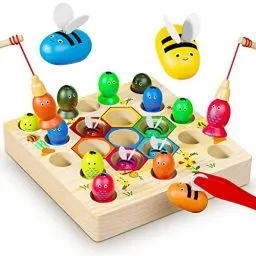 Produktbild: COOLJOYA Magnetische Angelspiel ab 2 Jahre | Montessori Spielzeug 2 in 1 Baby Holzspielzeug | Motorikspielzeug Fische Angeln Spiel 1 Set 2 3 4 Jahre Mädchen Junge Geschenke für Kinder(Patentschutz)