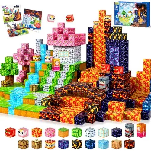 Produktbild: COOLJOYA Magnetische Bausteine, 150 Teile Magnetbausteine ab 4 Jahre, Magnetische Bauwelt Spielzeug Magnetblöcke für Kinder ab 3 4 5 6 7 8 9 Jahre Verstaubare (2 cm)