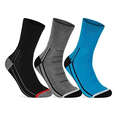 Produktbild: Coolmax Fahrrad-Socken für Herren & Damen (3 Paar) Atmungsaktive Radsport Socken 50301P WP (Schwarz Grau Blau 35-38)