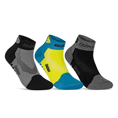 Produktbild: Coolmax Fahrrad-Socken für Herren & Damen (3 Paar) LED Reflektor Radsport Socken 50303P WP (Schwarz Blau Grau 47-50)