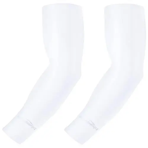 Produktbild: COOLOMG Arm Sleeves Ärmlinge Kompression Bandage Rutschfest Anti UV Sport Fahrrad Volleyball Basketball für Damen Herren Kinder 1 Paar Weiß XS