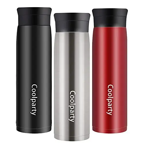 Produktbild: Coolparty Edelstahl Thermobecher Kaffee to go 550ml, Coffee to Go Becher Thermo mit Deckel, Wasserflasche Vakuum Isolierbecher 304 Edelstahl Becher Trinkflasche Auslaufsicher Reisebecher, Stahl