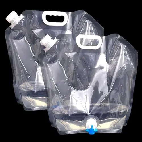Produktbild: Cooltto 2 Stück 5L Faltbarer Wasserkanister mit Hahn Flexibler Wasserkanister Faltbar mit Dichtem Deckel Tragbar Wasserbehälter Bpa frei Faltkanister Trinkwasser für Outdoor Camping - Transparent