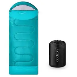 Produktbild: Coolzon Schlafsack Outdoor für Camping 3-4 Jahreszeiten, Erwachsene Deckenschlafsack Kleines Packmaß Ultraleicht Tragetasche, Weich Dick und Warm für Outdoor Camping, Reise, Wandern, Blau