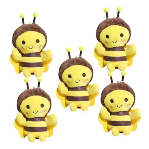 Produktbild: COOPHYA 5er Set Biene üsch Schlüsselanhänger üße Bienen Stofftier Anhänger Für Taschen Dekoration Und Perfekt Für Kindergeburtstagsfeiern Und Als Mitgebsel