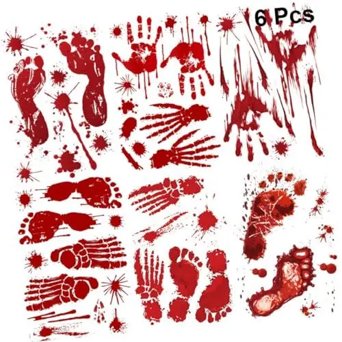 Produktbild: COOPHYA 6St Wandkleister halloween wanddeko halloween aufkleber wanddeko halloween Fußabdrücke Wandtattoos für Halloween Halloween-Aufkleber Halloween-Wandaufkleber Blutung schmücken rot
