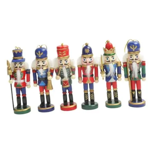 Produktbild: COOPHYA 6st Nussknackerfiguren Weihnachts-nussknacker-Figuren Weihnachts-nussknacker-Ornamente Nussknacker-weihnachtsfigur Tisch-nussknacker-Figuren Kurt Adler Weihnachtsbaum Holz Ritter