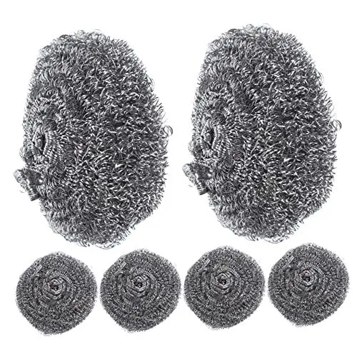 Produktbild: COOPHYA 6stücke Metallschrubber Mit Geschirrbürste Und Grillstein-reinigungsblock Topfwaschwerkzeug Aus Für Hause Pfannen-metallschrubber Und Spülbürste Für Topfreinigung