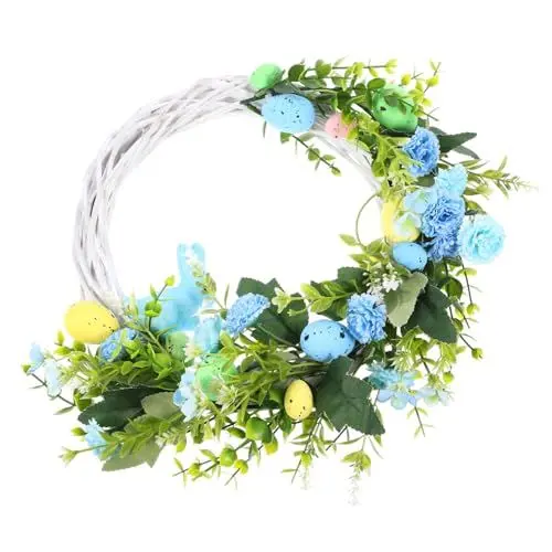 Produktbild: COOPHYA Osterkranz Osterblumenkranz Osterkränze Für Die Haustür Ostereiergirlande Frühlingstürkranz Ostereier-Swag Künstlicher Blumenkranz Ostern-treppendekor -türkranz Feder Tür Hängt