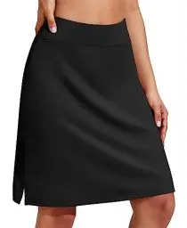 Produktbild: COOrun Wanderrock für Damen Tennis Skirt Women mit Taschen Tennisrock Leicht Fahrradrock Golf Outfit Minirock Vintage Schwarz,L