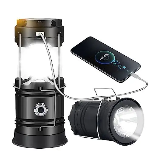 Produktbild: Cootway Campinglampe Solar, Solar Campinglampe, Wasserdicht LED Camping Laterne, camping licht solar Eingebaute Akku für Wandern, Angeln, SOS, Ausfäll
