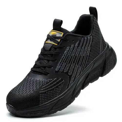 Produktbild: COOU Sicherheitsschuhe Leicht Herren Damen Arbeitsschuhe Stahlkappe Atmungsaktiv Stahlkappenschuhe Sportlich Schutzschuhe 36-45 EU U2003/Schwarz 44