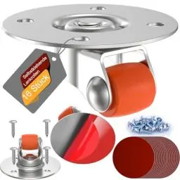 Produktbild: COOWOO 8 Stück Klein Selbstklebende Möbelrollen mit Schrauben, Starker Nano-Klebstoff, Edelstahl Platte, Selbstklebende Rollen Räder Für Klein Möbel, Selbstklebende Lenkrollen – 360° Drehbar