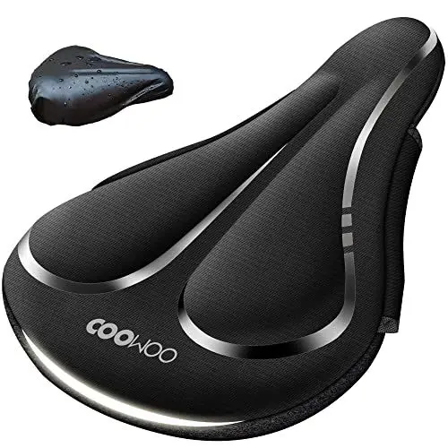 Produktbild: COOWOO Gel Fahrrad Sattelbezug, Fahrradsattel Uberzug, Weich und Bequem, mit Regenschutz Fahrradsattel Überzug mit Extra Dicker Memory-Schaum Polster für Mountainbike (Schwarz)