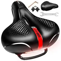 Produktbild: COOWOO fahrradsattel,Gel Fahrradsitz Breiter Komfort Memory Schaum Fahrrad Sattel Wasserdichter Gepolsterter Weicher Stoßdämpfender Fahrradsattel mit Reflektierendem Streifen für Citybike Mountainbike