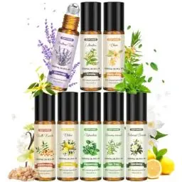 Produktbild: COPOWER Aromatherapie ätherische Öle Roll On Set, 8x10ml gebrauchsfertige natürliche vorgetrübte ätherische Ölmischung Roll-On Pulse Point Geschenkset,Teebaumöl Entspannung für Frauen und Männer