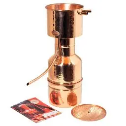 Produktbild: CopperGarden Kupfer Destille Leonardo 2 Liter I Kleindestille nach Dr. Helge Schmickl mit Aromasieb I Legales Destilliergerät für ätherische Öle/Hydrolate/Düfte/destilliertes Wasser etc.