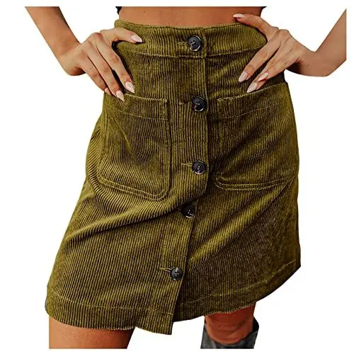 Produktbild: Cord Rock Damen Kurz Bleistiftrock Damen Röcke Für Damen Knielang Rock Damen A Linie Lange Röcke Damen Sommer Lang Sommerrock Damen Midi Rock Damen Blau Partykleid Damen Elegant Grün L