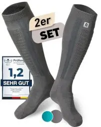Produktbild: CORE GORIMO – 2 Paar – Skisocken aus Merino – angenehm warm und super weich – Optimale Unterstützung beim Skifahren für Damen und Herren (43-46, Grau)