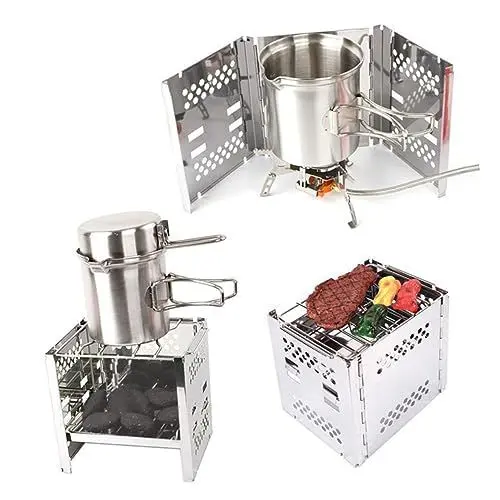 Produktbild: CORHAD Grill Quadratisch Als Holzofen Faltbarer Tragbarer Grill Für Outdoor-camping-kochgeschirr Für Picknick Silber
