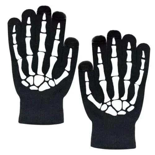 Produktbild: CORHAD Helle Und Dunkle Handschuhe Wärmende Handschuhe Mit Skelettmuster Für Halloween-Partys Und Outdoor-Sportarten