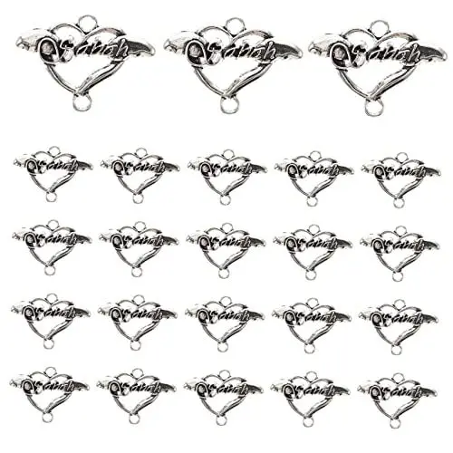 Produktbild: CORHAD 20st Liebesverbindung Halskette Herzanhänger Anhänger Für Ohrring Herzförmige Ohrringe Herz-anhänger Anhänger Für Armbänder Hohler Herz-charm-anhänger Herz Schmuck Silver Legierung