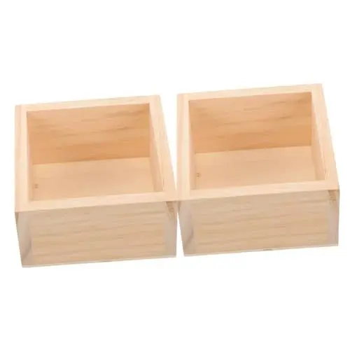 Produktbild: CORHAD 2Stücke Quadratische Holzblumentöpfe Rustikale Pflanzkästen für Sukkulenten und Blumen Dekorative Holzvase für Innendekoration und Pflanzenarrangements