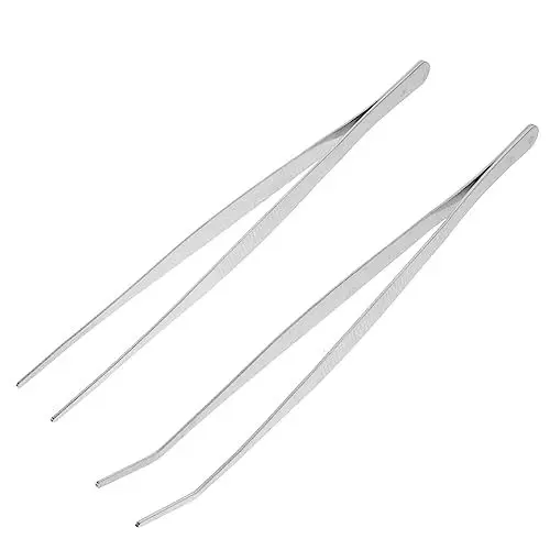 Produktbild: CORHAD 2st Splitterpinzette Nadelnase Futterzange, Pinzette Nagelkunstzubehör Werkzeug Piercing Zange Rostfrei Futterzange Für Reptilien Pinzetten Set Rubber Mann Präzision Fütterungsclip