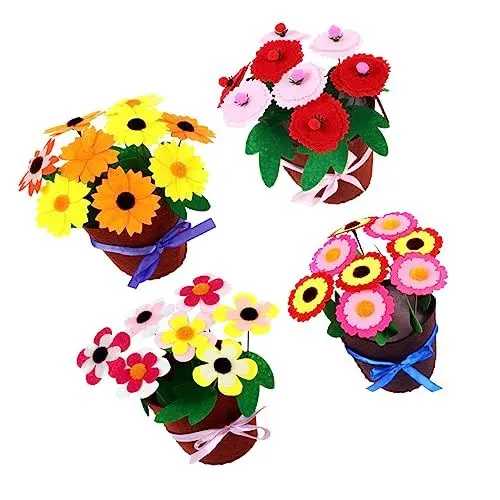 Produktbild: CORHAD 4Er Set Handgefertigte Blumentöpfe DIY Zubehör Für Kinder Frühlings Bastelarbeiten Für Kinder Blumen DIY Zubehör Kinderunterhaltung Basteln Basteln Geschenk Für Kinder DIY