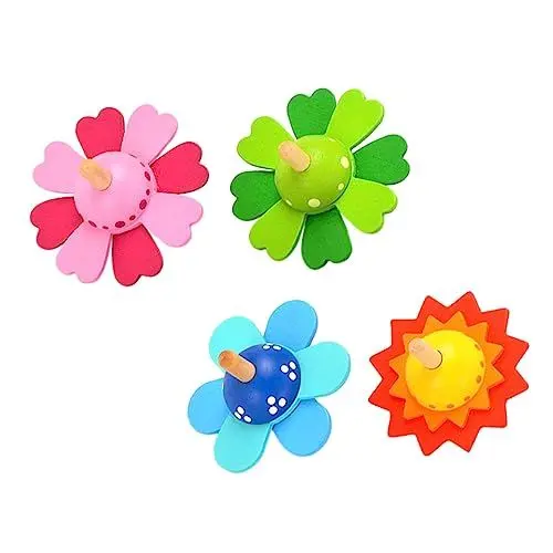 Produktbild: CORHAD 4 Stück Blumen Drehender Kreisel Gyros-gastgeschenke Gyro-aktivitätsspielzeug Top-Spielzeug Babyspielzeug Spielzeug Für Kinder Kreiselspielzeug in Blumenform Lernspielzeug Holz