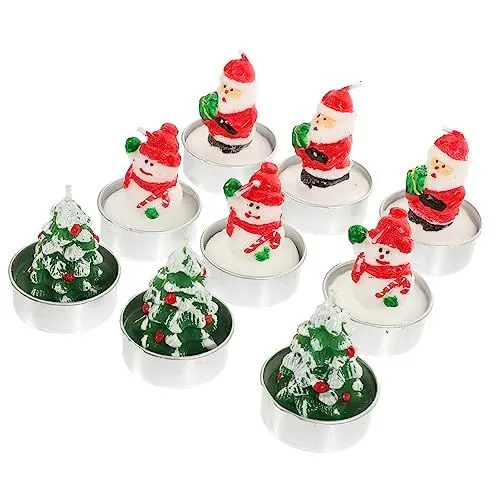 Produktbild: CORHAD 9stücke Teiliges Flammenlose Weihnachtskerzen Dekorative Teelichter Verschiedenen Designs Opa Schneemann Weihnachtsbaum Für Festliche Tischdekoration Und Stimmungsvolle Anlässe