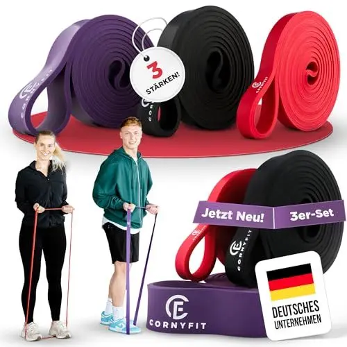 Produktbild: CORNYFIT Klimmzug/Fitnessbänder 3er Set