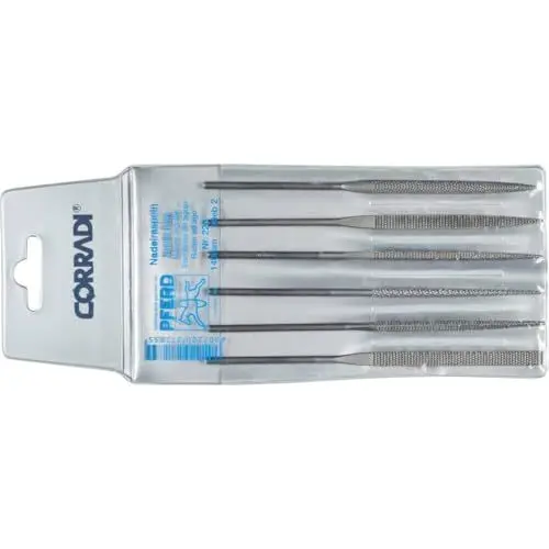 Produktbild: CORRADI-Nadelraspel-Set, 6-teilig, Schweizer Raspelhieb 2, 140mm, 12332144 – Für mittelfeine Raspelarbeiten in schwer zugänglichen Stellen