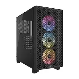 Produktbild: CORSAIR 3000D RGB Airflow Mid-Tower PC-Gehäuse - 3X AR120 RGB-Lüfter - DREI-Slot-GPU-Unterstützung - Geeignet Für Bis zu 8X 120mm-Lüfter - High-Airflow-Design - Schwarz